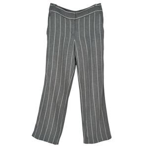 Ann Taylor LOFT Linen Blend Trouser Pants Size 0 Gray White Stripe Wide Leg Mid